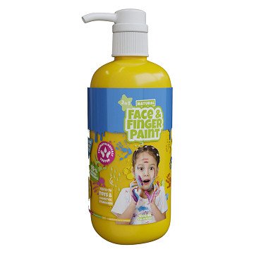 Natural Face & Fingerpaint Fles met Pompje - Geel, 1L