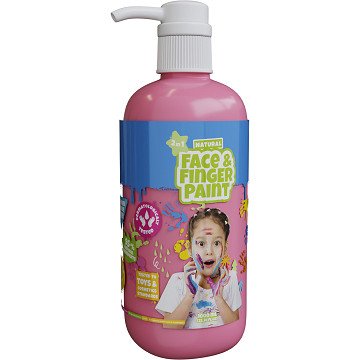 Natural Face & Fingerpaint Fles met Pompje - Roze, 1L