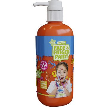 Natural Face & Fingerpaint Fles met Pompje - Oranje, 1L