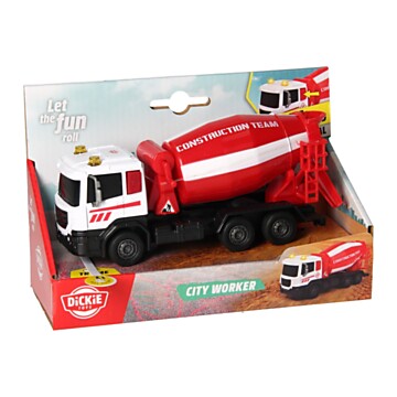 Dickie City Worker Concrete Mixer Truck Red