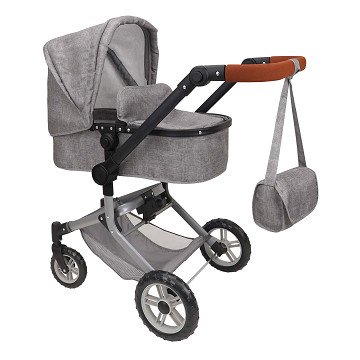 2-in-1 Puppenwagen mit Tasche - Grau