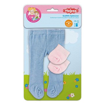 Puppenstrumpfhose mit Socken – Blau, 28–35 cm