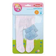 Puppenstrumpfhose mit Socken – Weiß, 28–35 cm