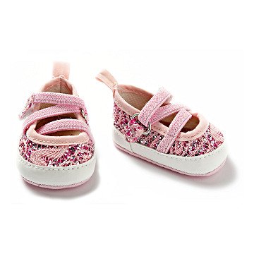 Puppen-Ballerinas mit flexiblen Schnürsenkeln – Pink Glitzer, 38-4