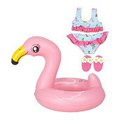 Poppen Zwemset Flamingo, 35-45 cm