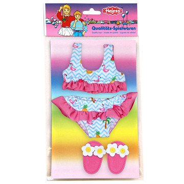 Doll Bikini with Slippers Flamingo, 28-35 cm