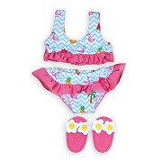 Puppen-Bikini mit Hausschuhen Flamingo, 35-45 cm