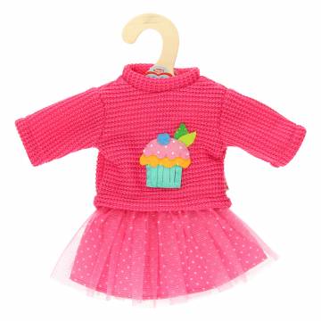 Dolls Pullover with Skirt Dark Pink, 28-35 cm