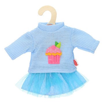 Dolls Pullover with Skirt Blue, 28-35 cm