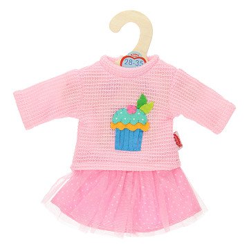 Puppenpullover mit Rock Rosa, 28-35 cm