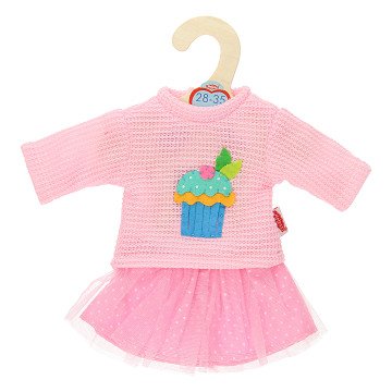 Dolls Pullover with Skirt Pink, 28-35 cm