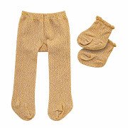 Puppenstrumpfhose mit Socken – Gold, 35–45 cm
