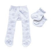 Puppenstrumpfhose mit Socken – Schneeflocken, 35–45 cm