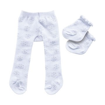 Doll tights with socks - Snowflakes, 35-45 cm