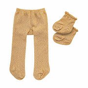 Puppenstrumpfhose mit Socken – Gold, 28–35 cm