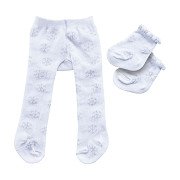 Puppenstrumpfhose mit Socken – Schneeflocken, 28–35 cm