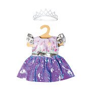 Puppenkleid Fee und Einhorn mit Pailletten und Krone, 28-35 cm