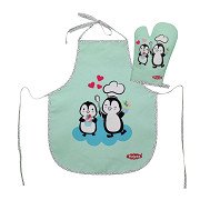 Set aus Kinderschürze und Ofenhandschuh Pinguin