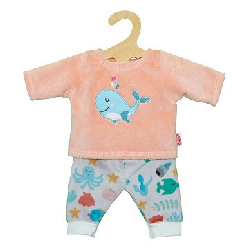 Poppen Fluffy Pyjama Roze Walvis, 28-35 cm