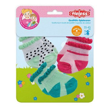 Puppensocken Punkte, Mint und Rosa – 3 Paar, 35–45 cm