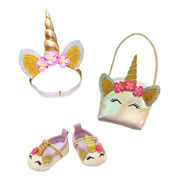 Puppenzubehör Glitzer-Einhorn-Set, 38-45 cm