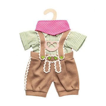 Poppenkleding Lederhosen met Overhemd en Sjaal, 28-35 cm