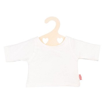 Poppen T-Shirt Wit op Kledinghanger, maat 28-35 cm