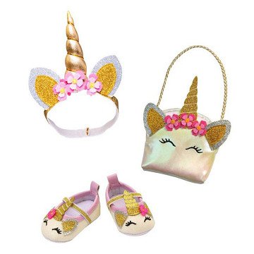 Puppenzubehör Glitzer-Einhorn-Set, 30-34 cm