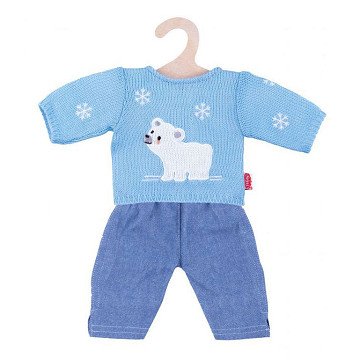 Puppenjeans mit Eisbärenpullover, 35-45 cm