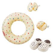 Poppen zwemset Hartjesconfetti, 35-45 cm
