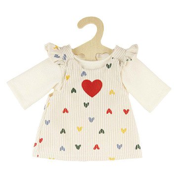 Poppen Ribfluwelen Jurk Hartjesconfetti, 28-35 cm