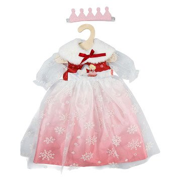 Winterprinzessin Lumi Puppenkleid mit Krone und Umhang - Größe 28-35 cm