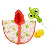 Regenanzug für Puppen mit Regenmantel, Regenschirm und Stiefeln – Größe 28–35 cm