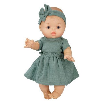 Mädchen-Babypuppe mit grünem Kleid – 34 cm