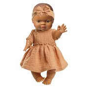 Mädchen-Babypuppe mit braunem Kleid – 34 cm