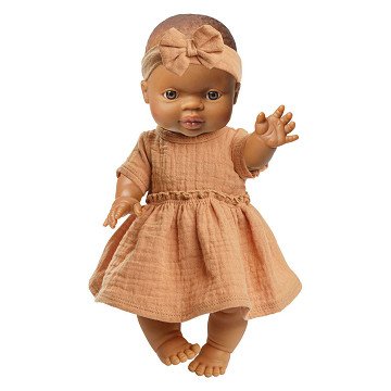 Mädchen-Babypuppe mit braunem Kleid – 34 cm