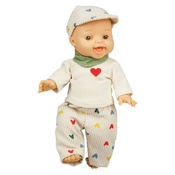 Junge Babypuppe mit Cordanzug – 34 cm