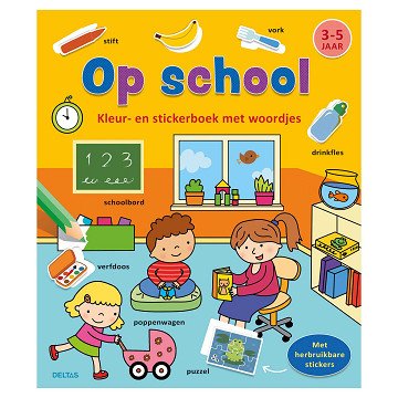 Coloring and Sticker Book with Words - At school