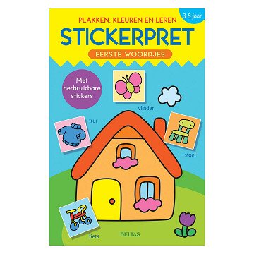 Stickerpret Eerste Woordjes Plakken, Kleuren en Leren (3-5j)