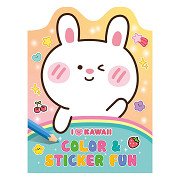 Kawaii Color and Sticker Fun Coloring Book