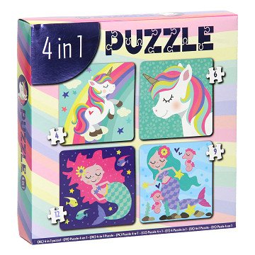 Puzzle 4in1 - Einhorn/Meerjungfrau