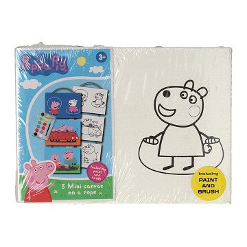 Peppa Pig 3 Mini Canvas (met penseel en verf)