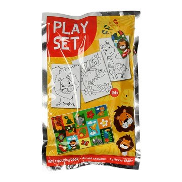 Wild Animal Treat Set: Coloring Booklet, Wax Crayons & Sticker Sheet