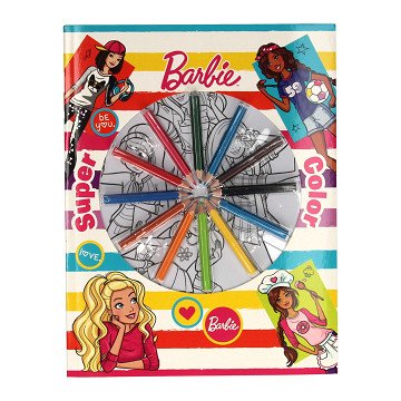 Super Color Coloring Book Barbie with Pencils