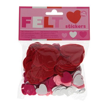Felt stickers - Hearts, 200 pcs.