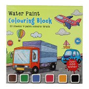 Watercolor Coloring Book Set Transportation