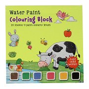 Watercolor coloring book set of farm animals