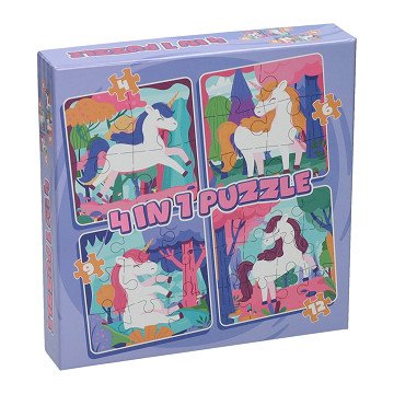 Puzzle 4in1 Einhorn, 12 Teile.
