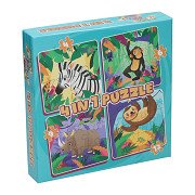 Puzzle 4in1 - Wilde Tiere, 12 Teile.
