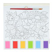 Waterverfkleurblok Volwassenen - Vlinders en Bloemen - incl Penseel en 6 kleuren waterverf